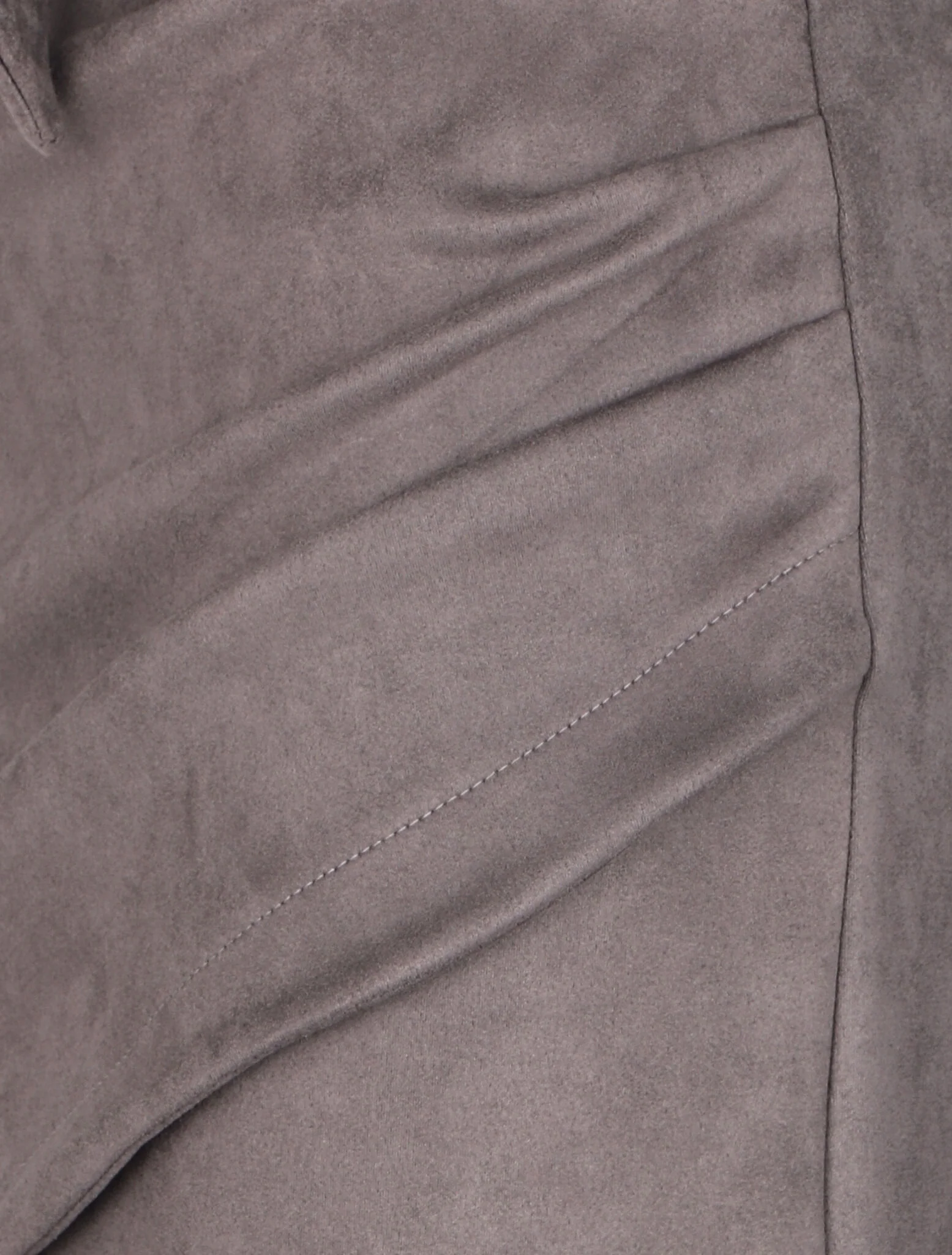 Jupe en suédine drapée style portefeuille - Gris foncé - Image 3