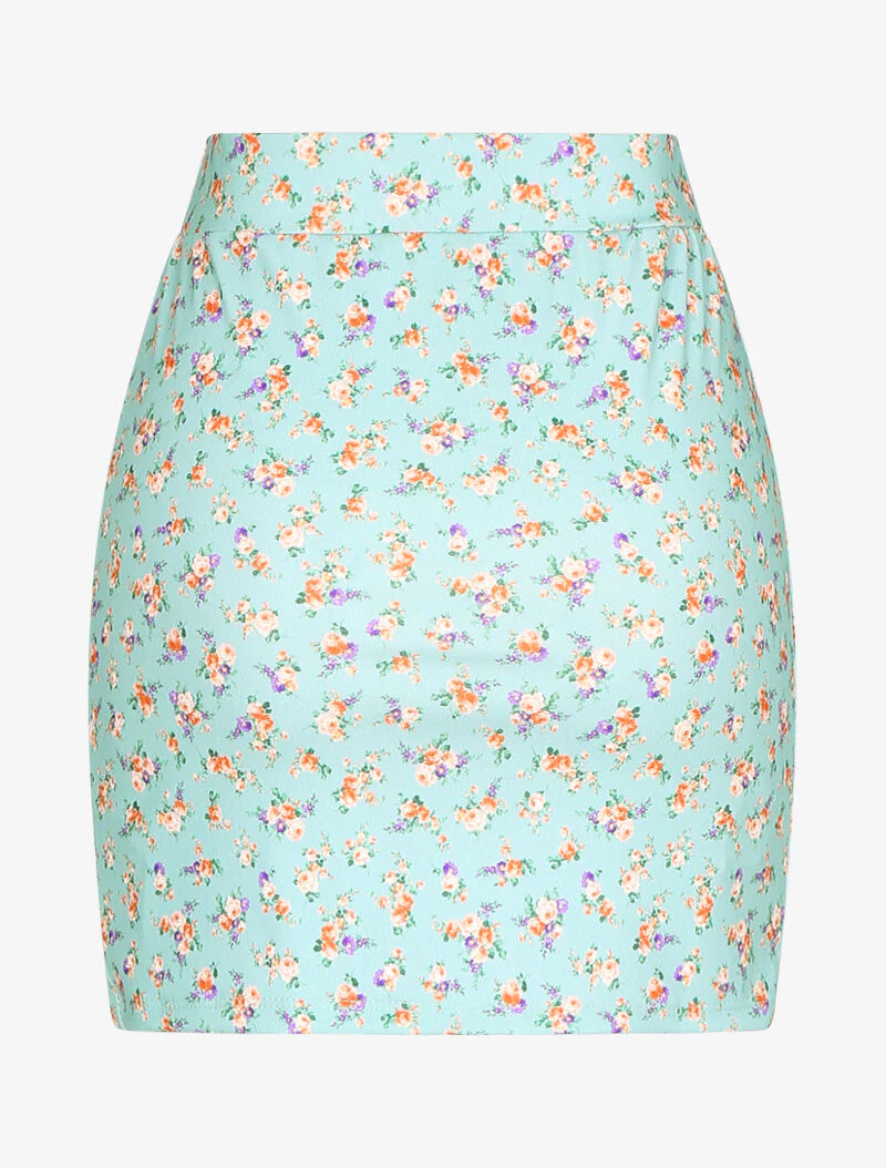 Jupe fendue à imprimés - turquoise - Image 2