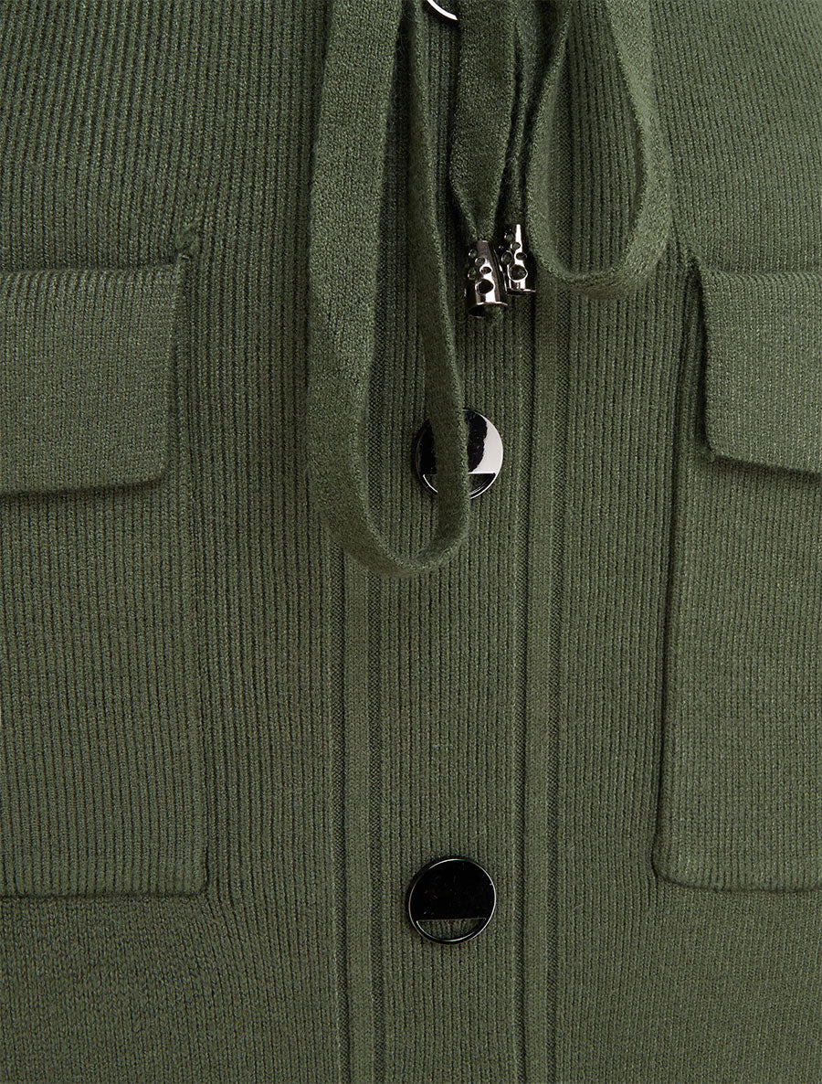 Jupe fendue en maille à boutons décoratifs - Kaki - Image 3