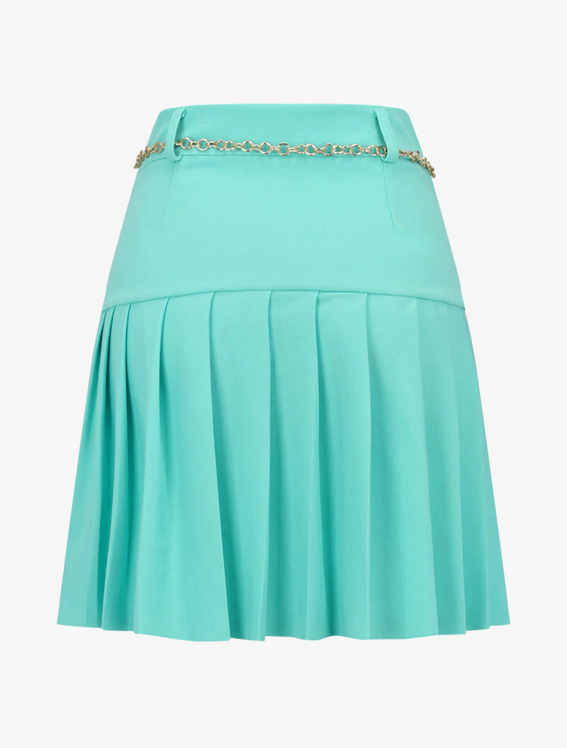 Jupe gaufrée à ceinture chaîne - vert menthe - Image 2