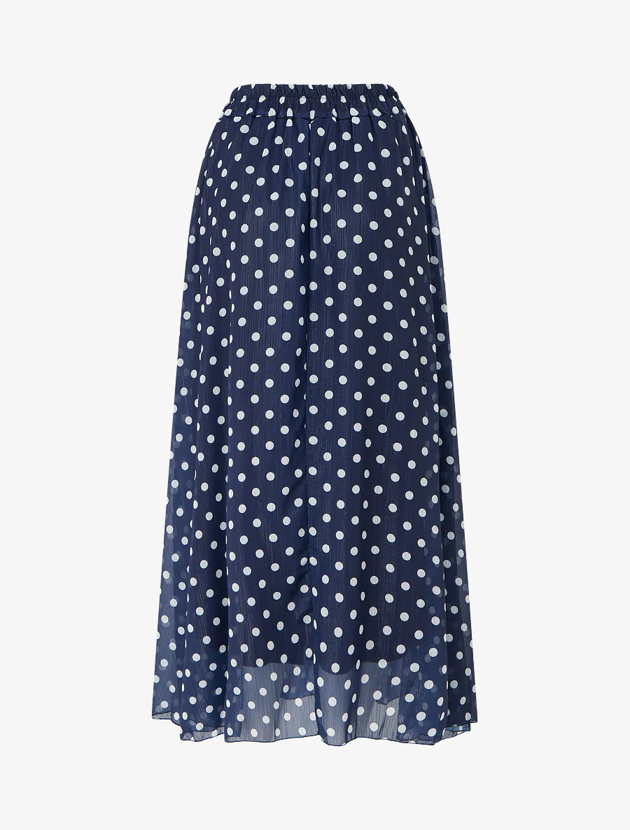 Jupe imprimé pois à taille élastiquée - Marine - Image 2