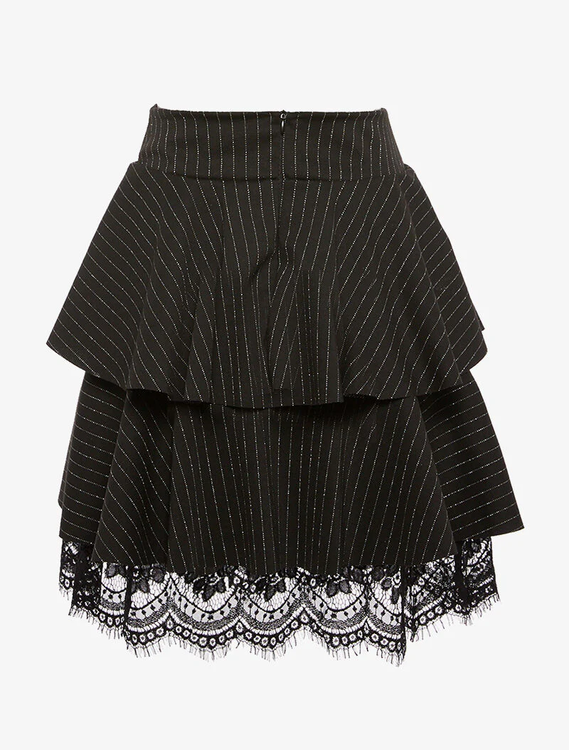 Jupe irisée et dentelle - noir - Image 2