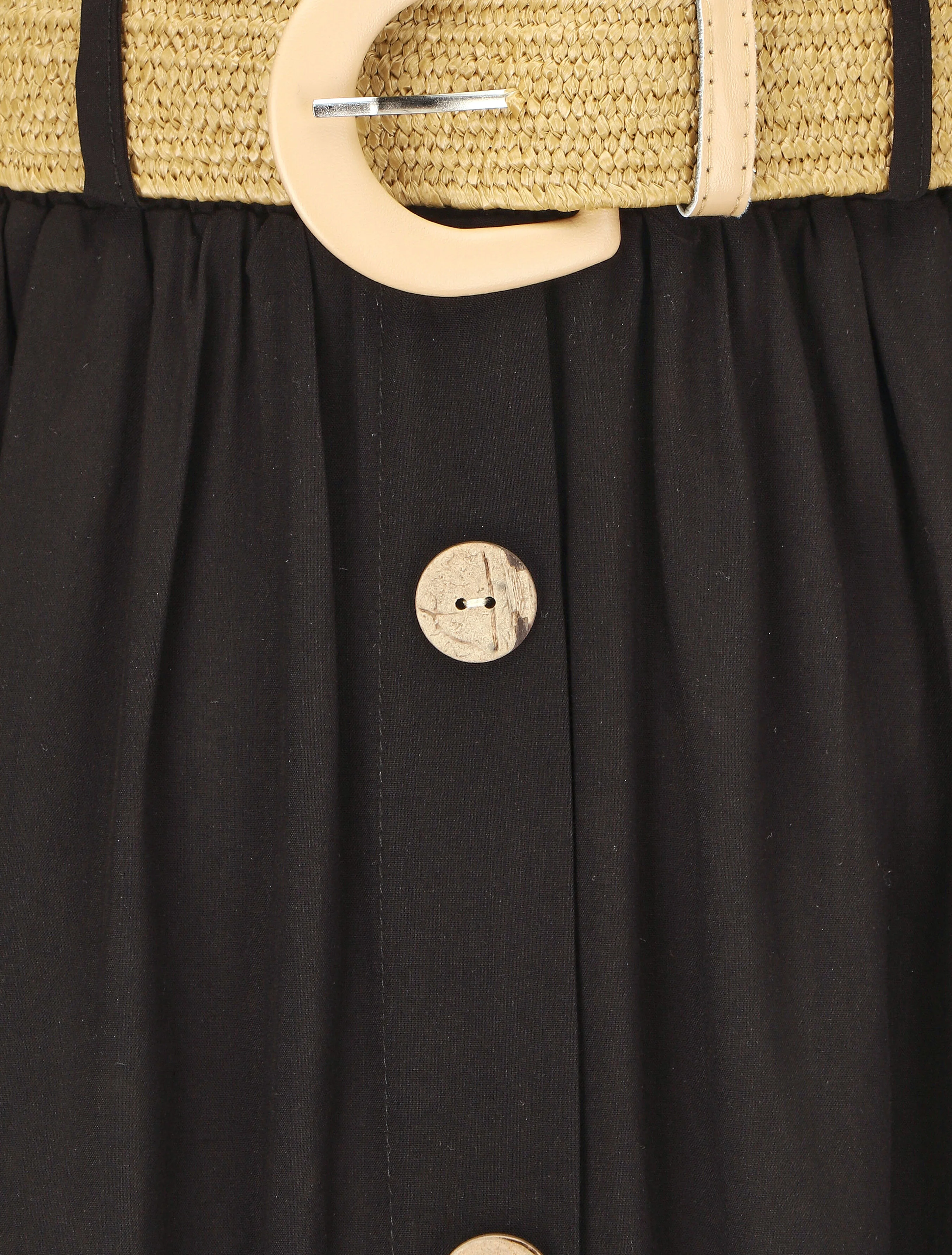 Jupe longue à boutons décoratifs - Noir - Image 3