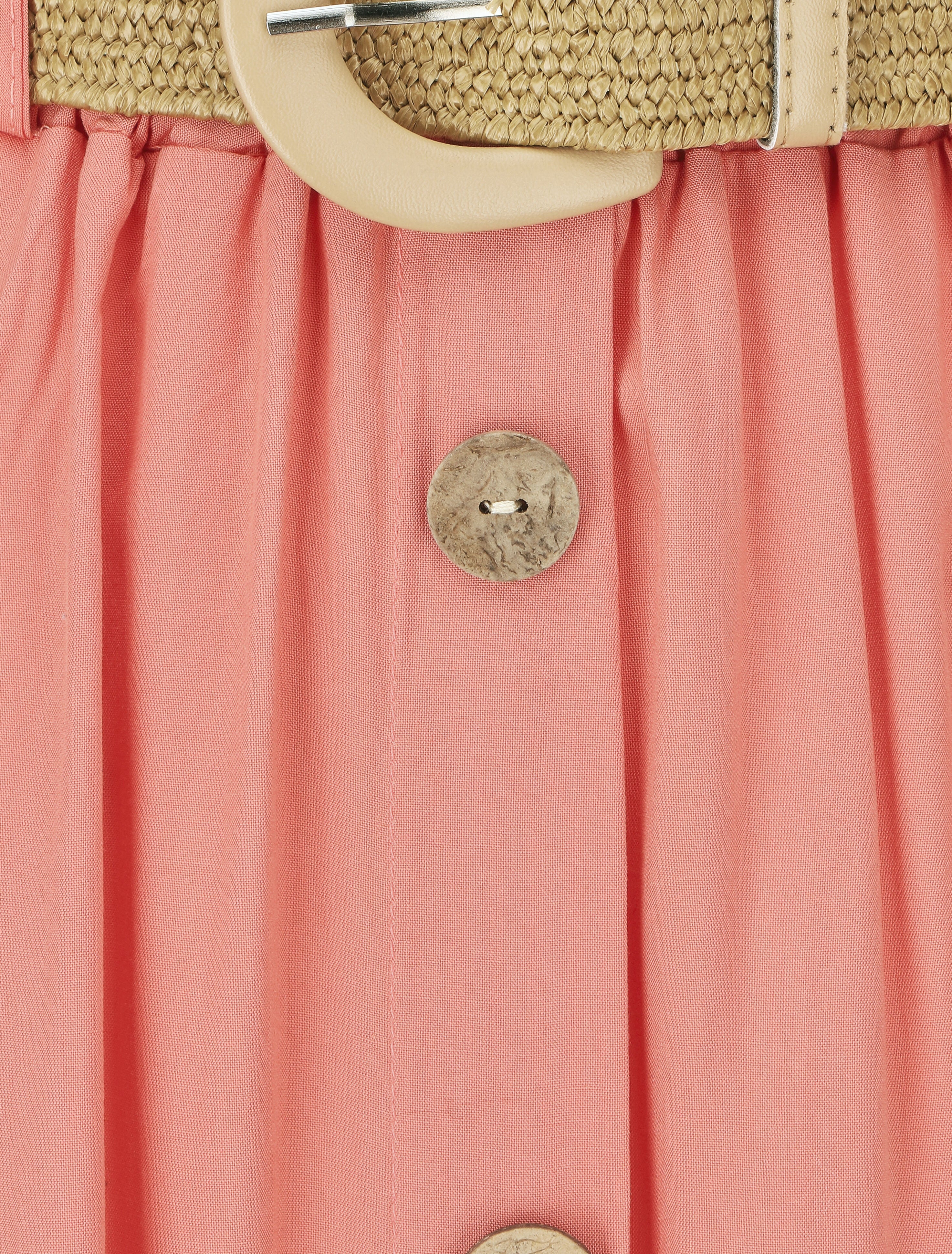 Jupe longue à boutons décoratifs - Corail - Image 3