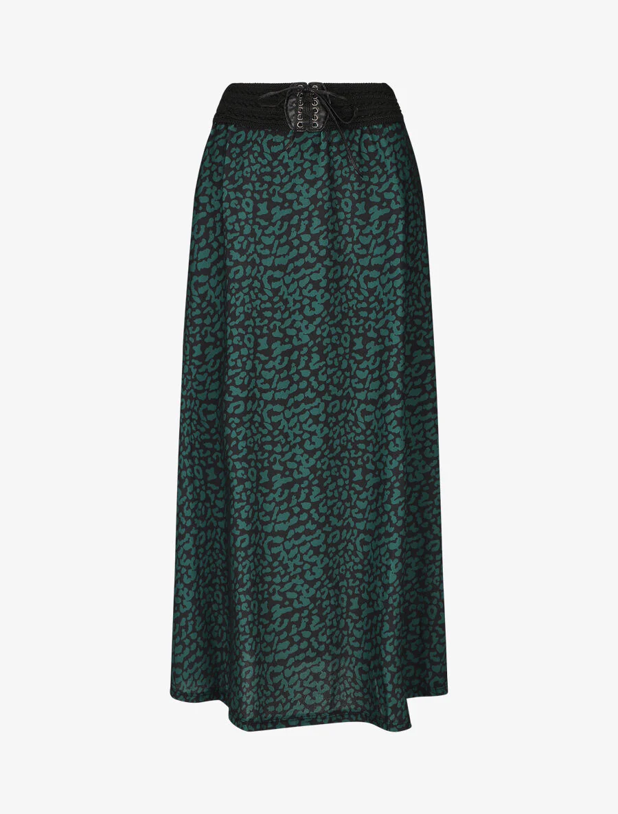 Jupe longue à imprimé graphique à taille haute - Vert