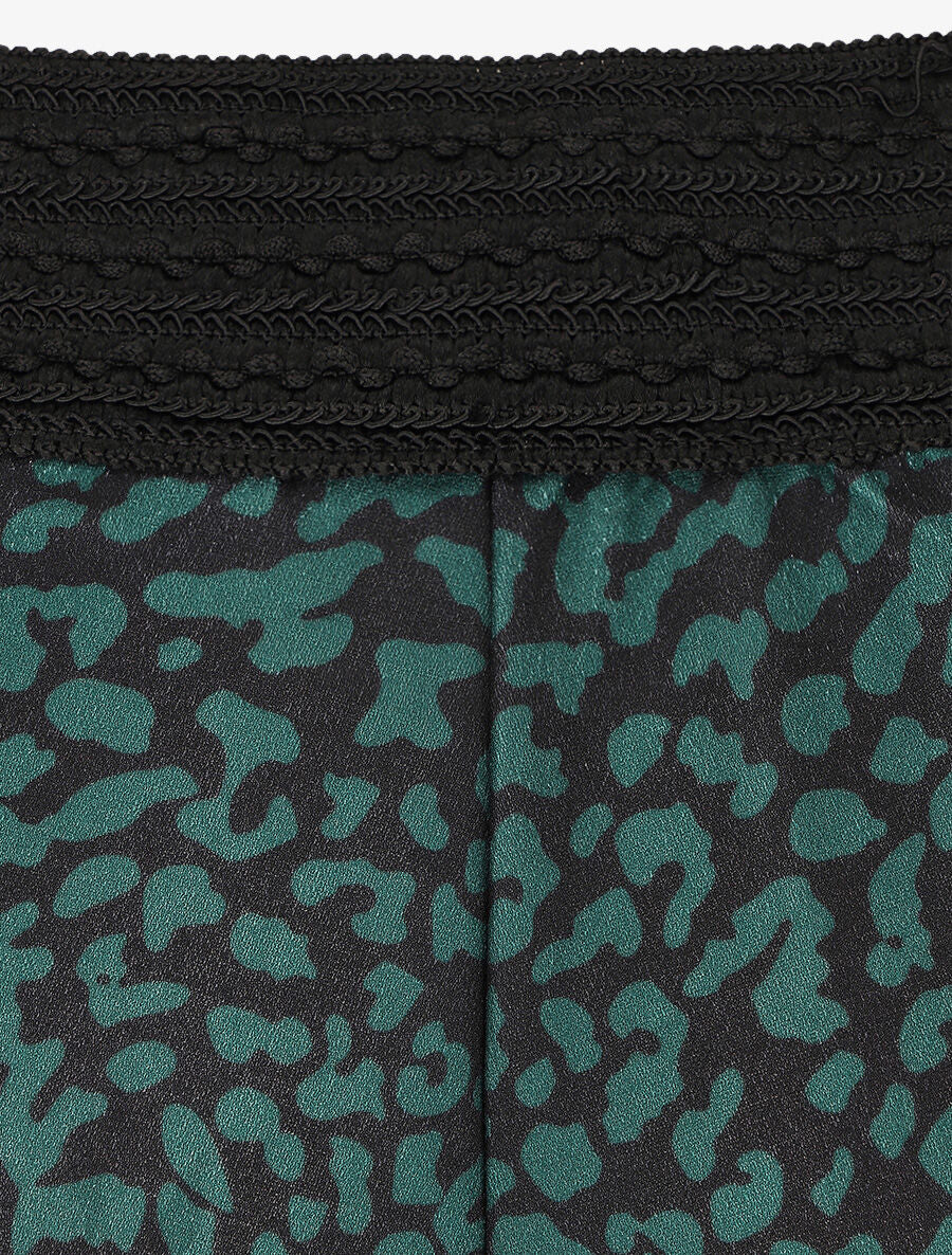 Jupe longue à imprimé graphique à taille haute - Vert - Image 3