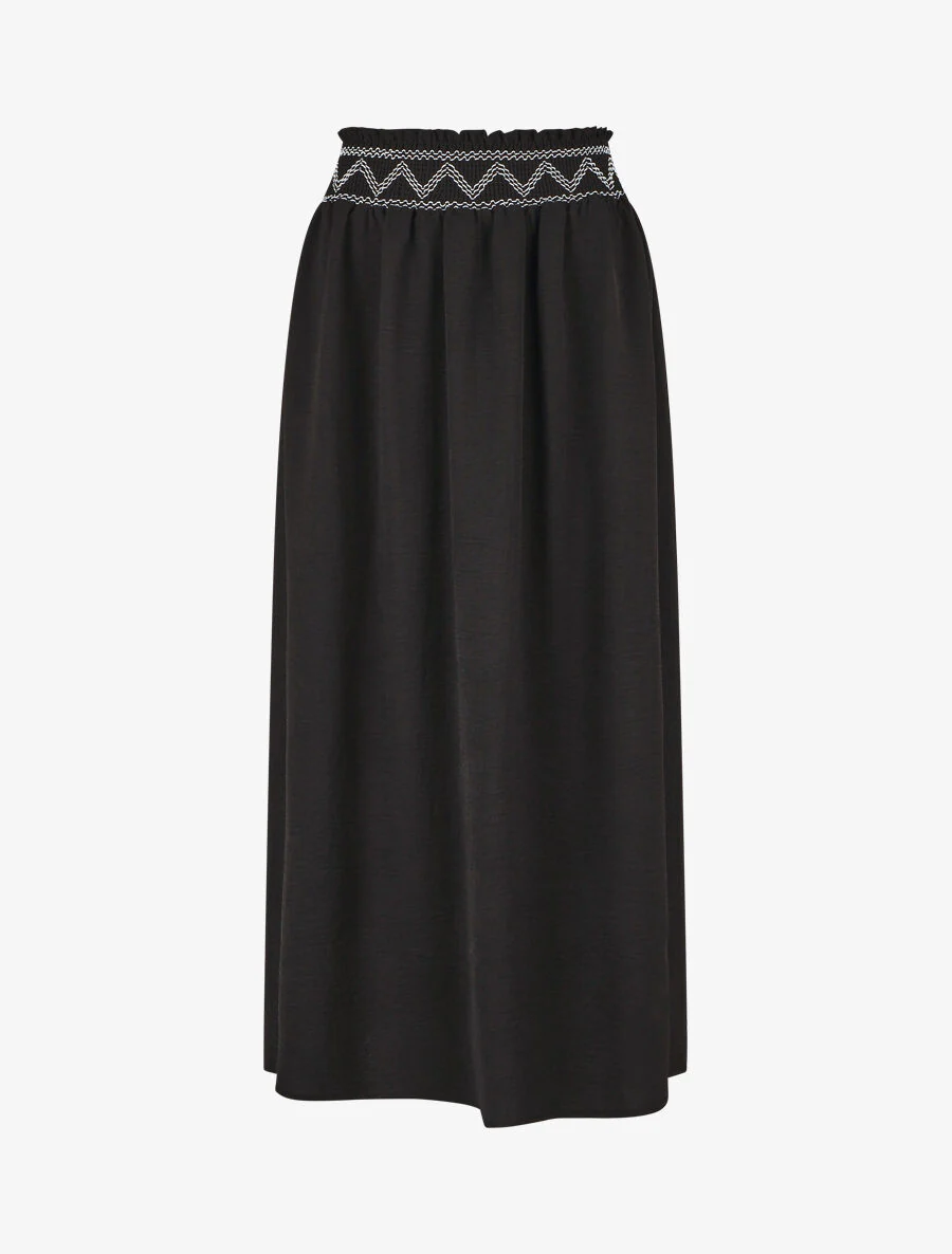 Jupe longue à taille élastiquée - Noir