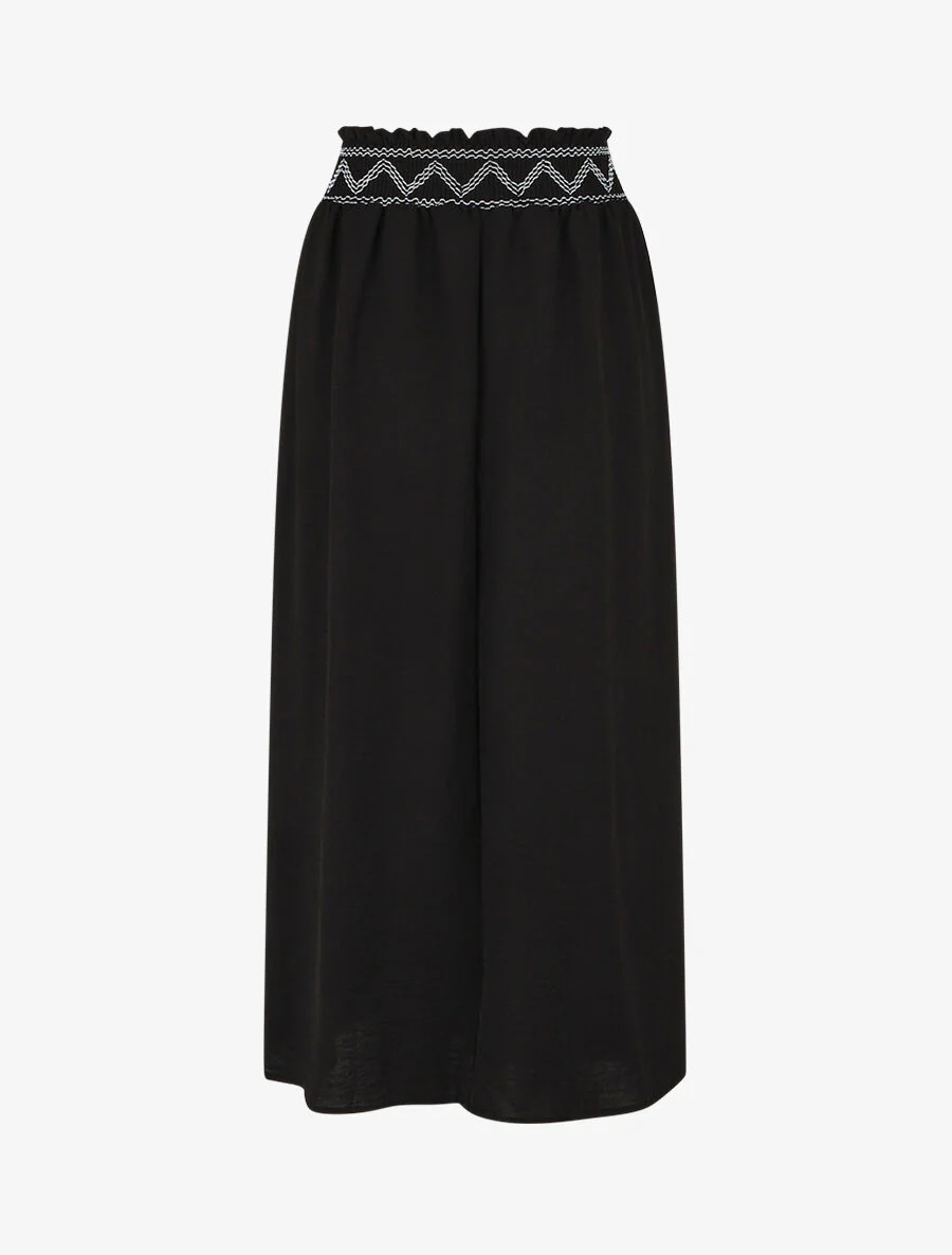 Jupe longue à taille élastiquée - Noir - Image 2