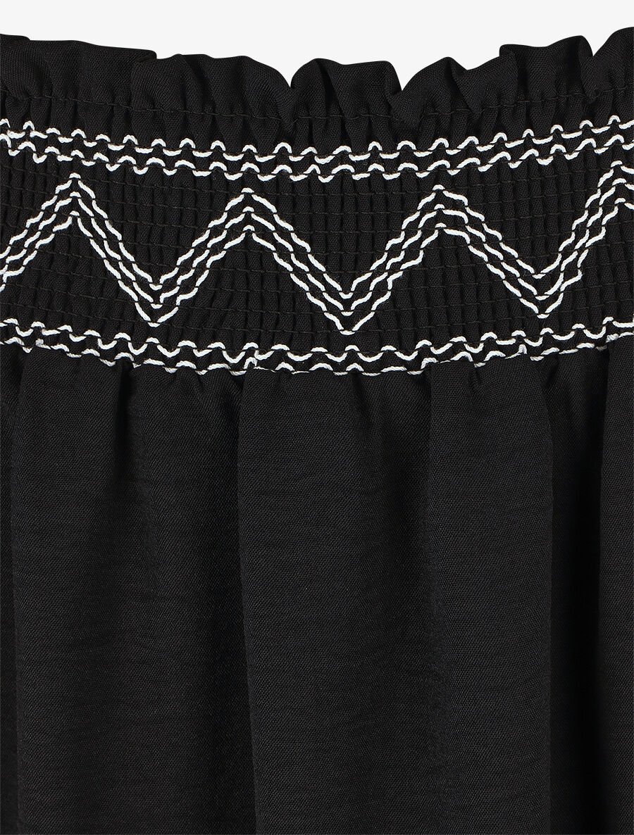 Jupe longue à taille élastiquée - Noir - Image 3