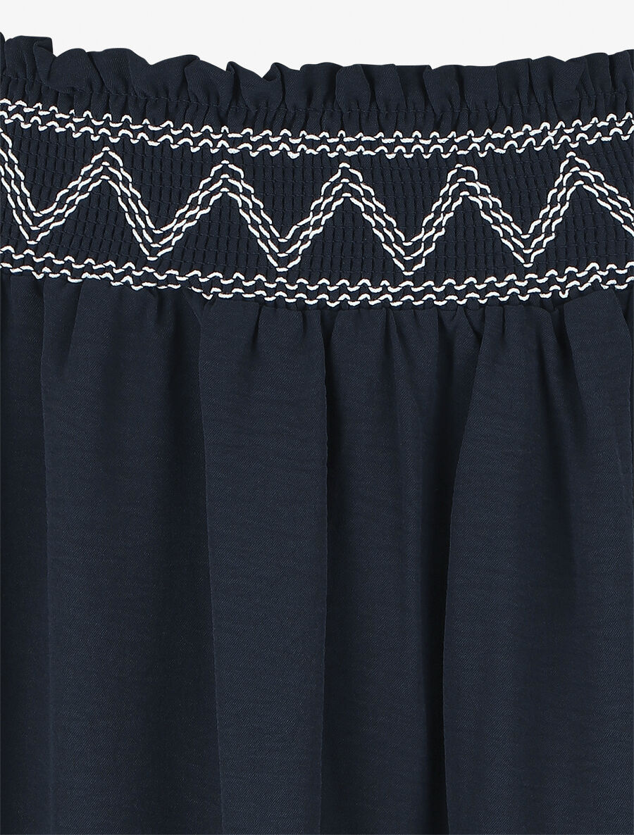 Jupe longue à taille élastiquée - Marine - Image 3