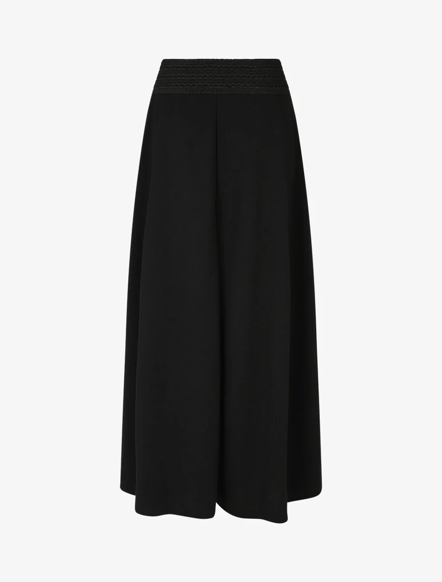 Jupe longue droite unie à taille élastiquée - Noir - Image 2
