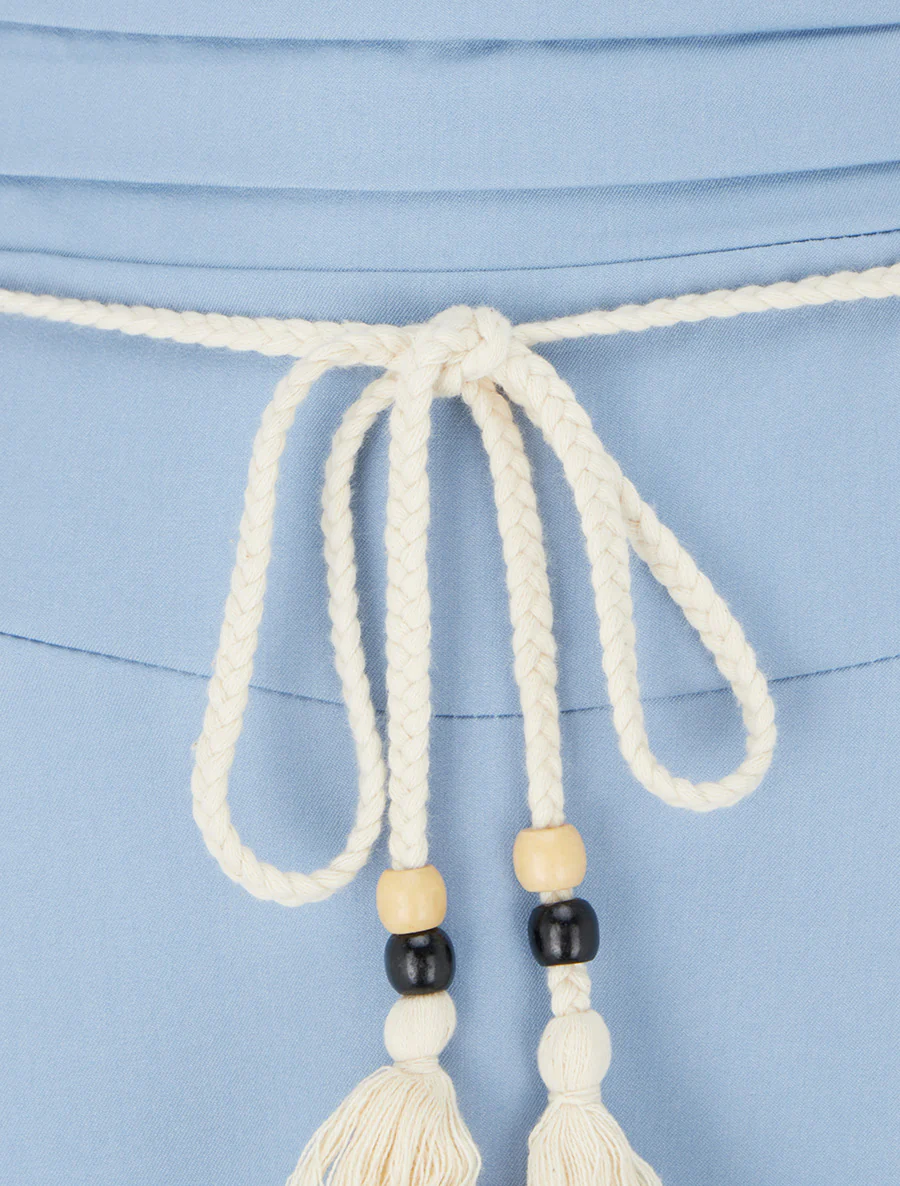 Jupe longue élastiquée à ceinture - Bleu ciel - Image 3