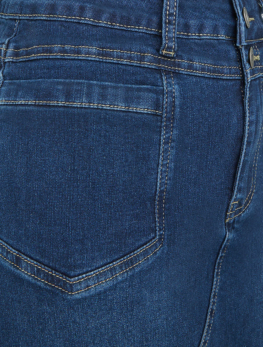 Jupe longue en jean coupe droite - Bleu - Image 3