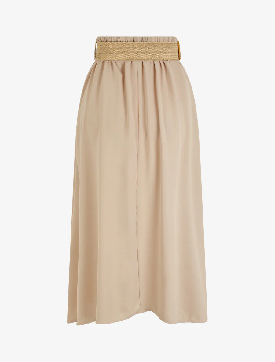Jupe longue évasée à boutons - Beige - Image 2