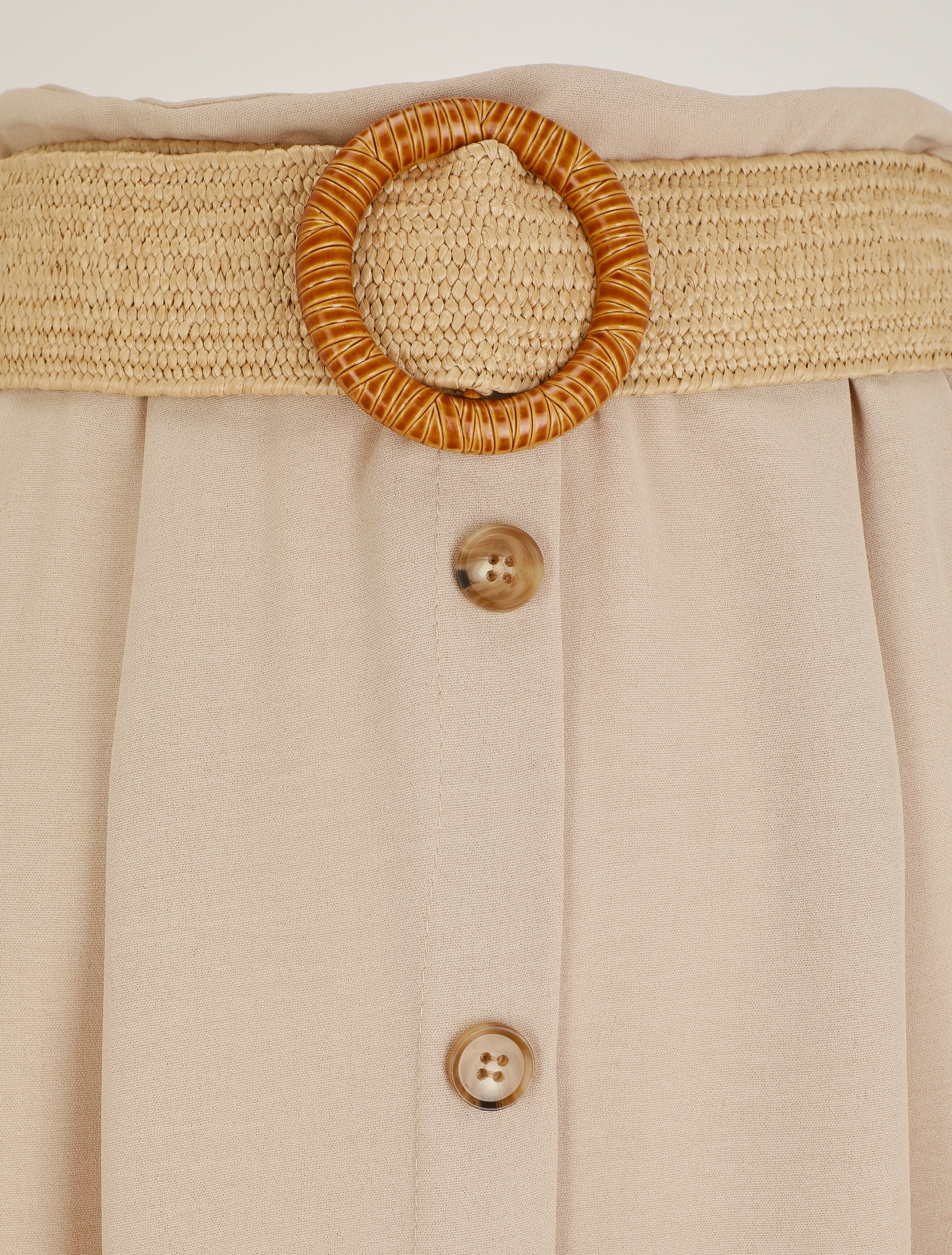 Jupe longue évasée à boutons - Beige - Image 3
