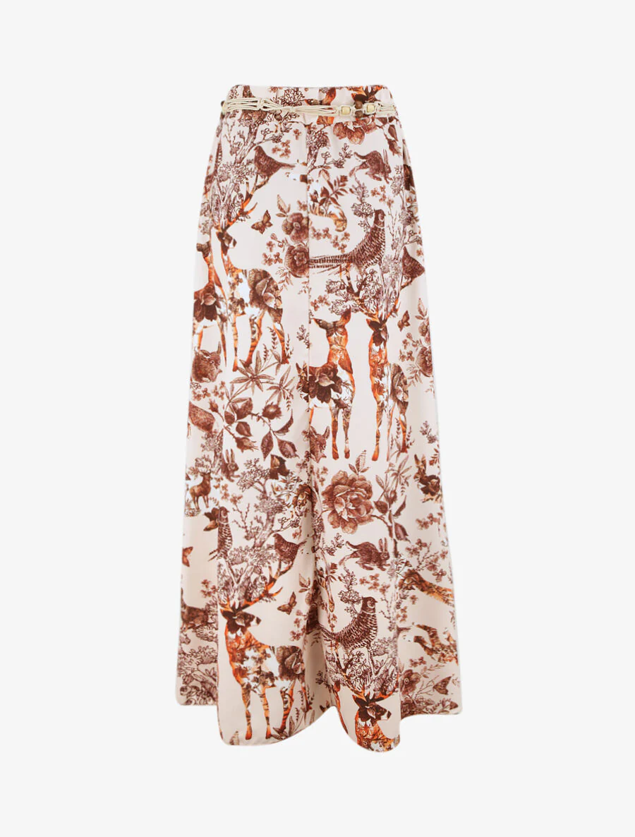 Jupe longue évasée imprimé toile de jouy - Beige - Image 2