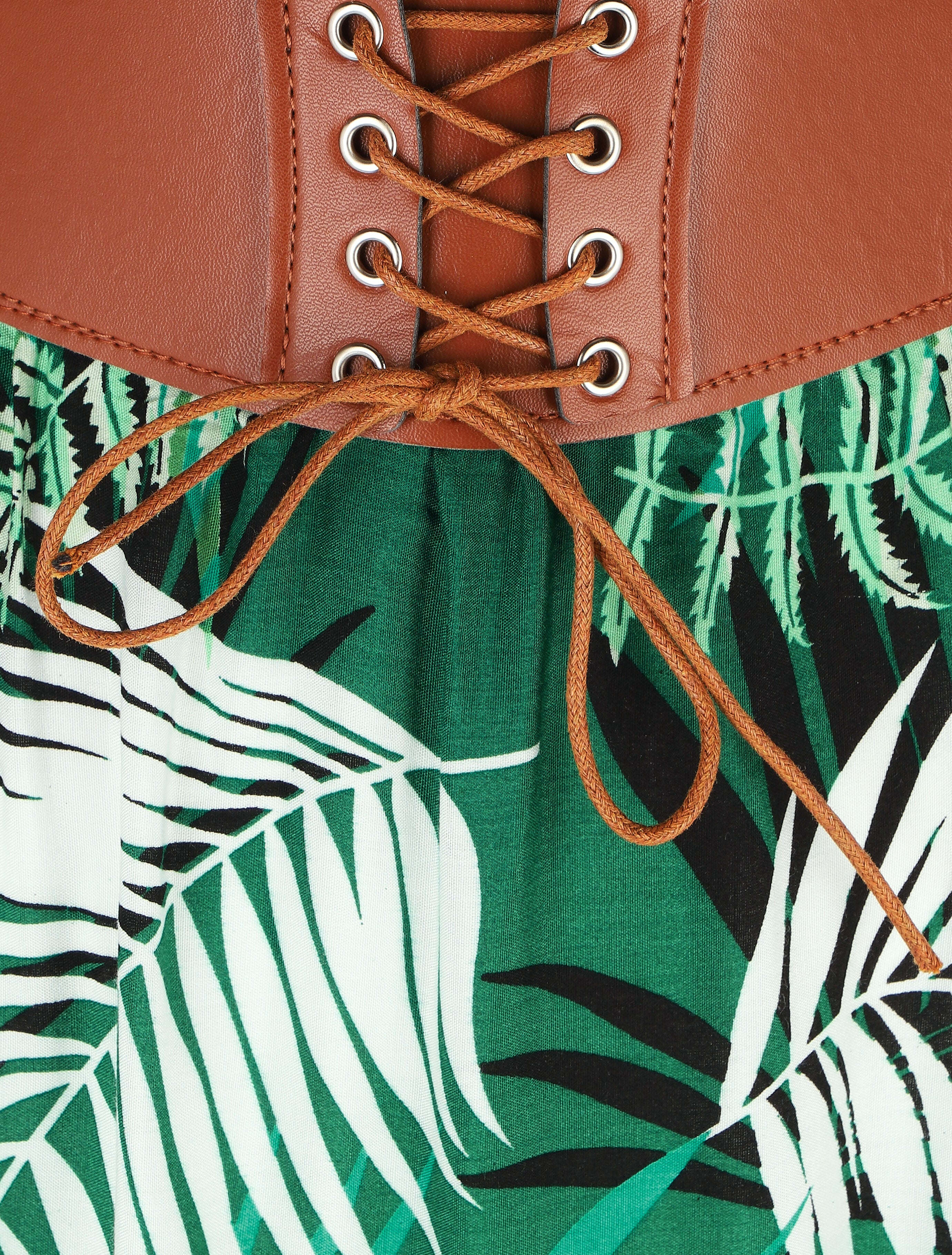 Jupe longue évasée imprimé tropical - Vert - Image 3