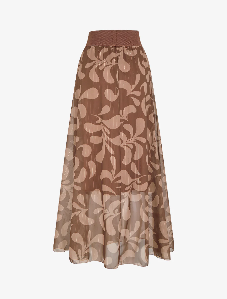 Jupe longue imprimé baroque - Marron - Image 2