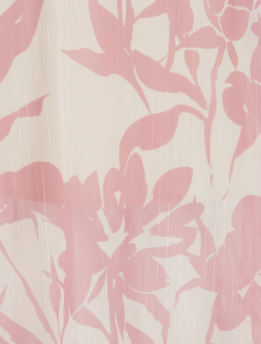 Jupe longue imprimé floral à rayures irisées - Rose - Image 3