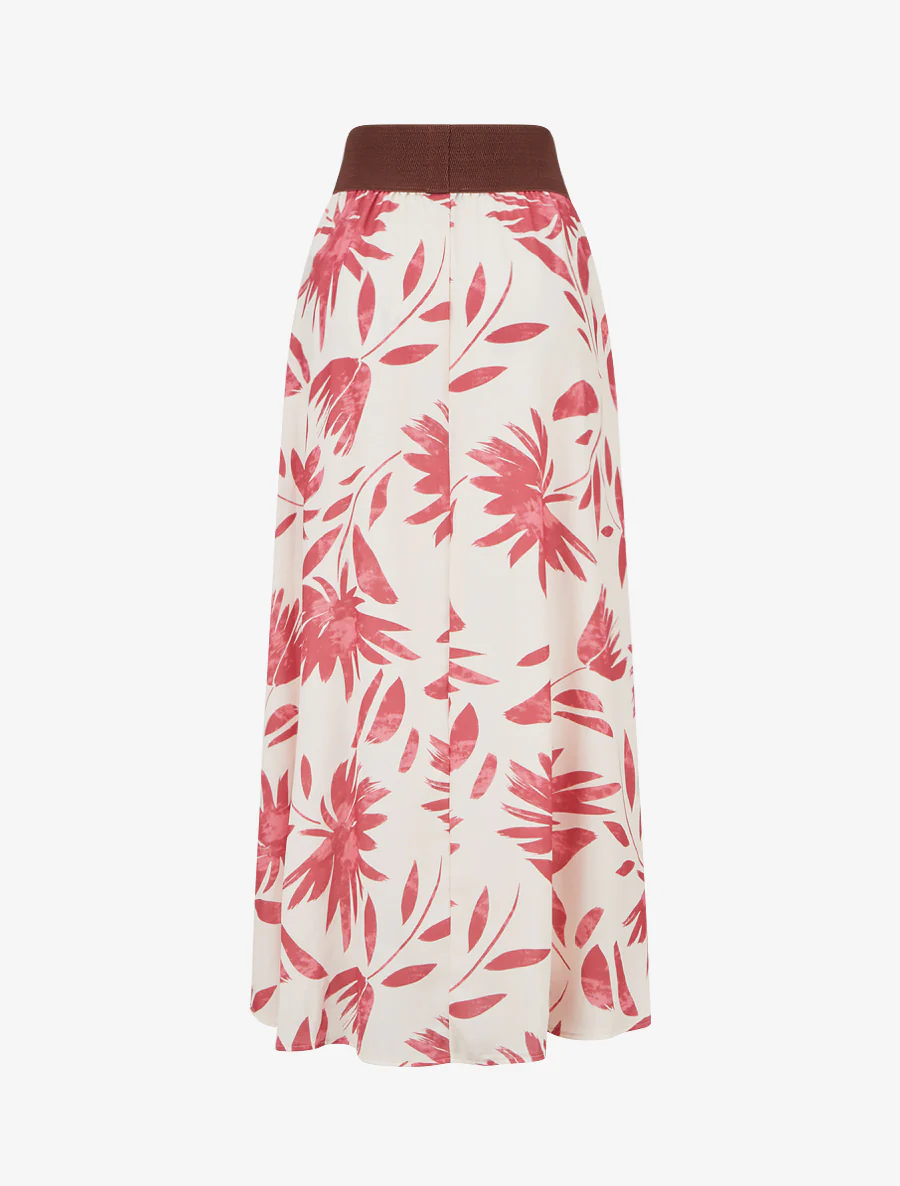 Jupe longue imprimé floral à taille fantaisie - Rose foncé - Image 2