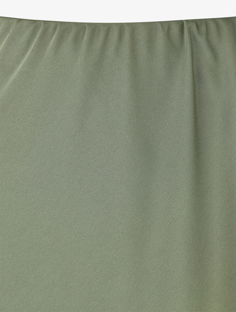 Jupe longue satinée unie - Kaki - Image 3