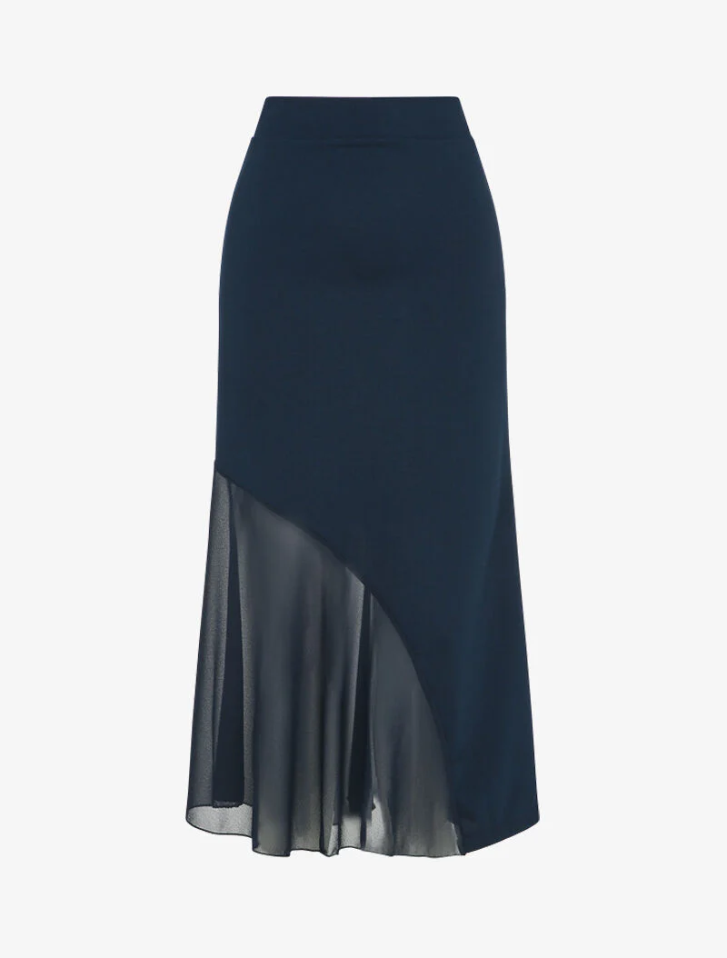 Jupe longue sirène taille haute - Bleu marine