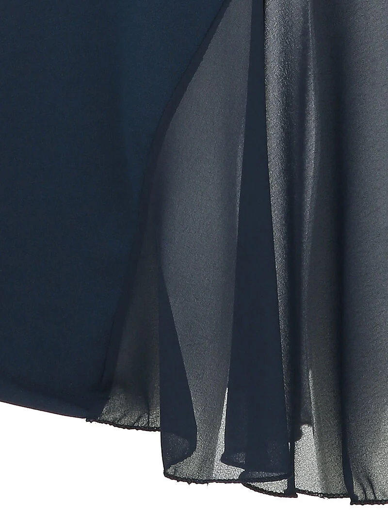 Jupe longue sirène taille haute - Bleu marine - Image 3