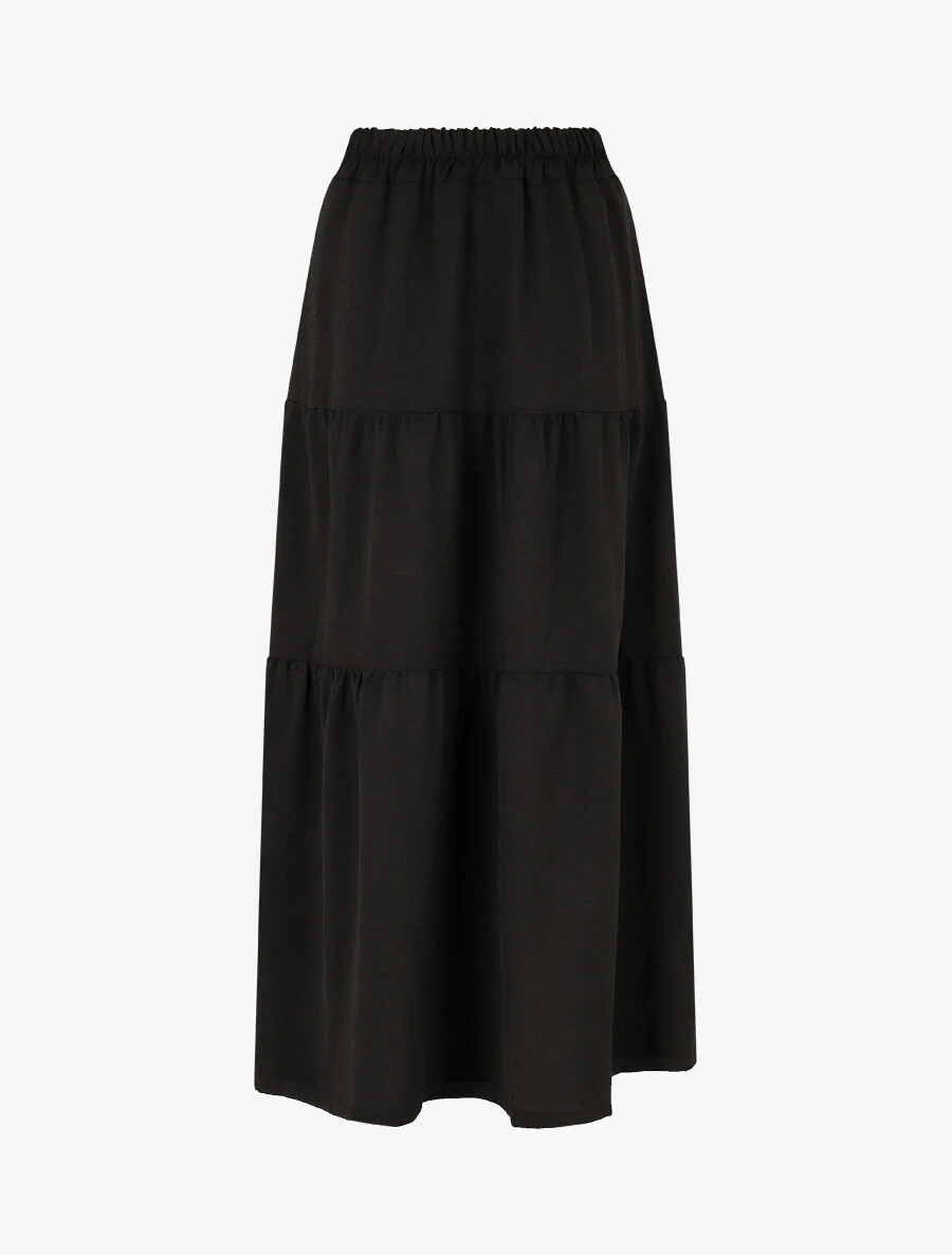 Jupe longue taille haute à boutons - Noir - Image 2