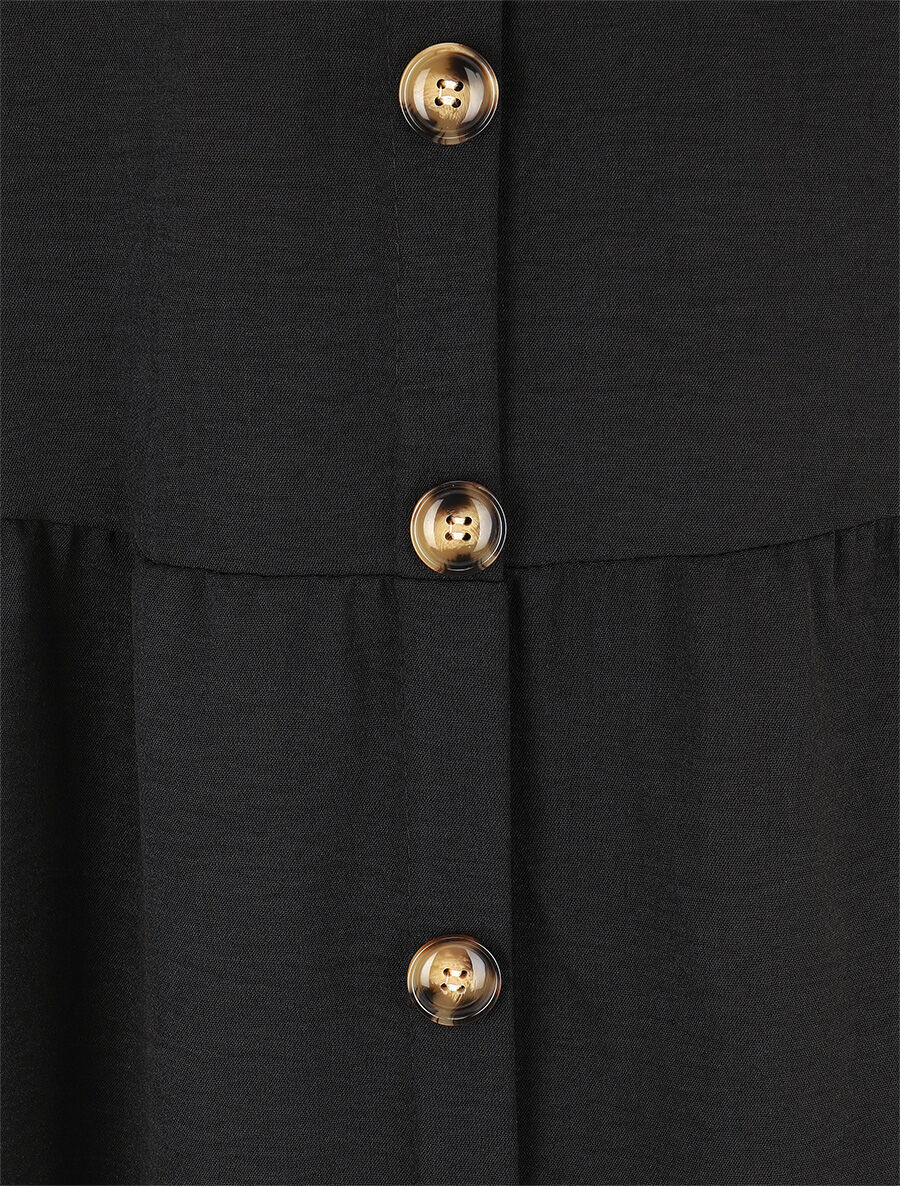 Jupe longue taille haute à boutons - Noir - Image 3