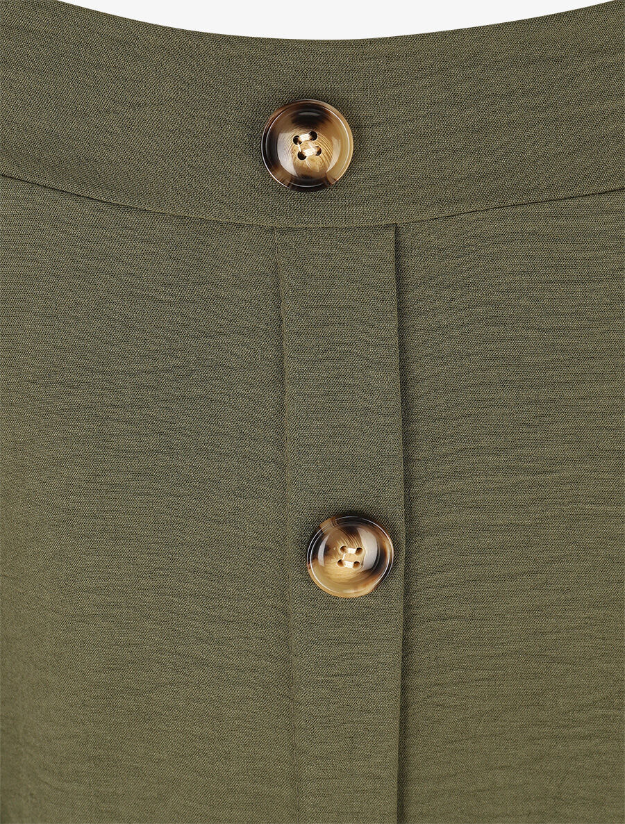 Jupe longue taille haute à boutons - Kaki - Image 3
