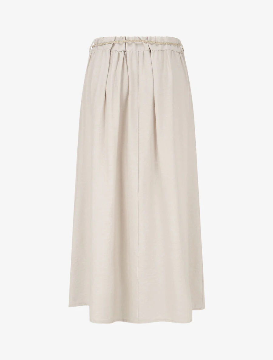 Jupe longue taille haute coupe évasée - Beige - Image 2