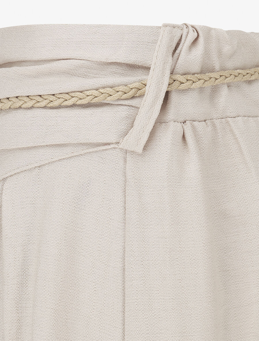 Jupe longue taille haute coupe évasée - Beige - Image 3