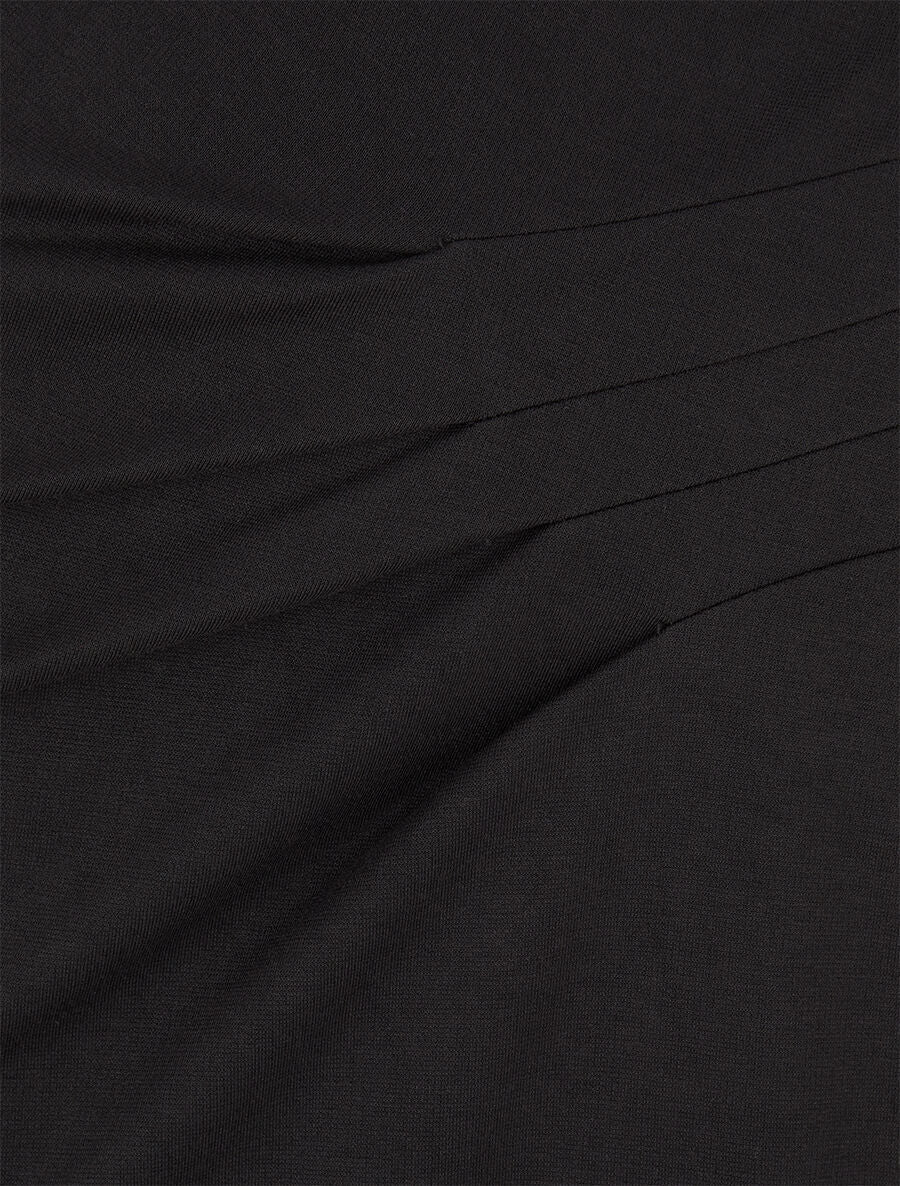 Jupe longue uni effet portefeuille - Noir - Image 3