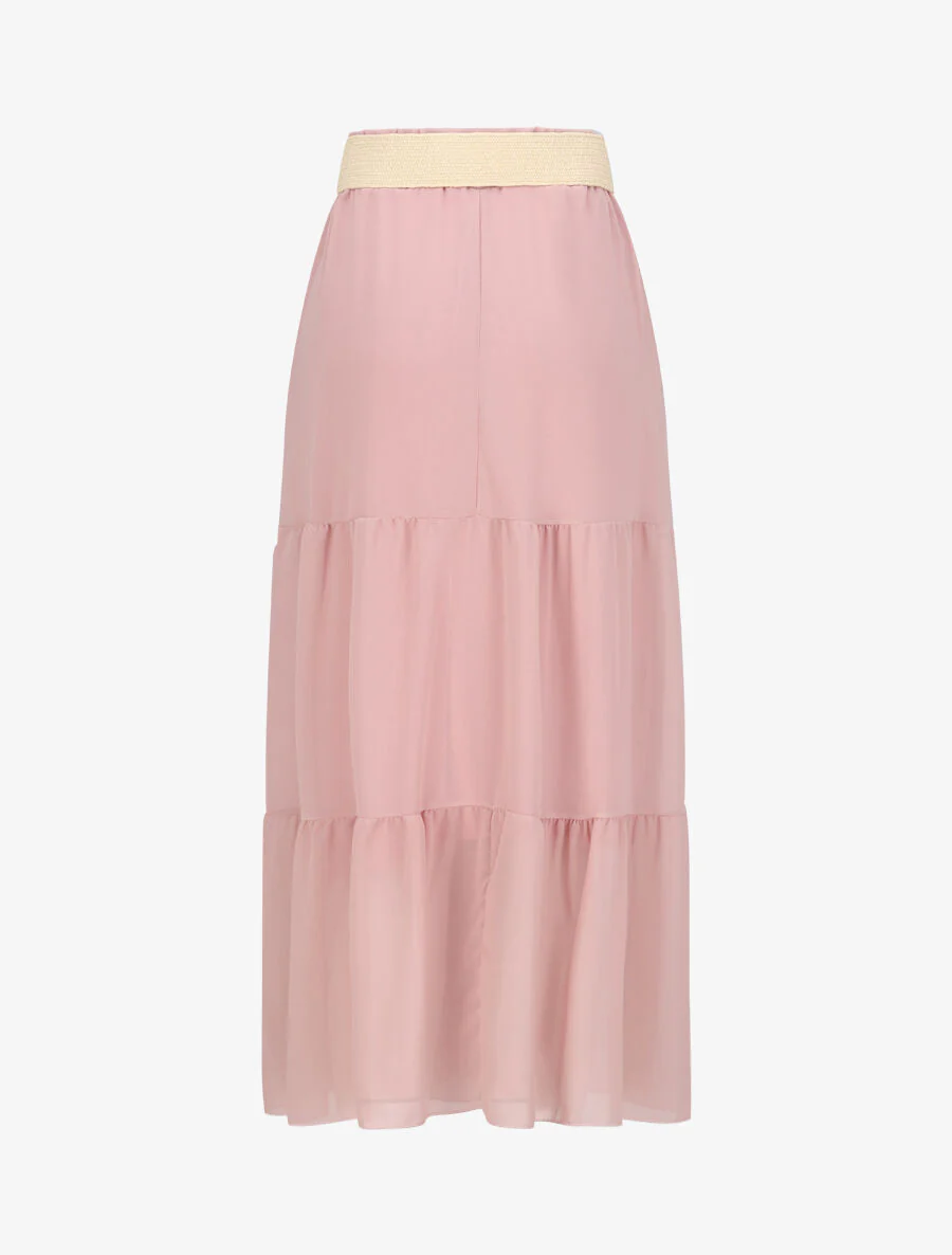 Jupe longue unie en voile - Rose - Image 2