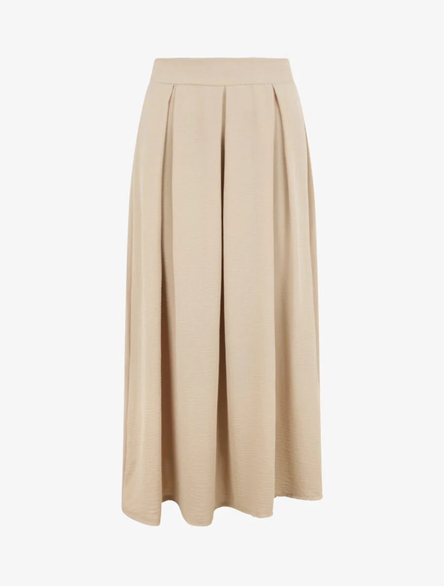 Jupe longue unie évasée - Beige
