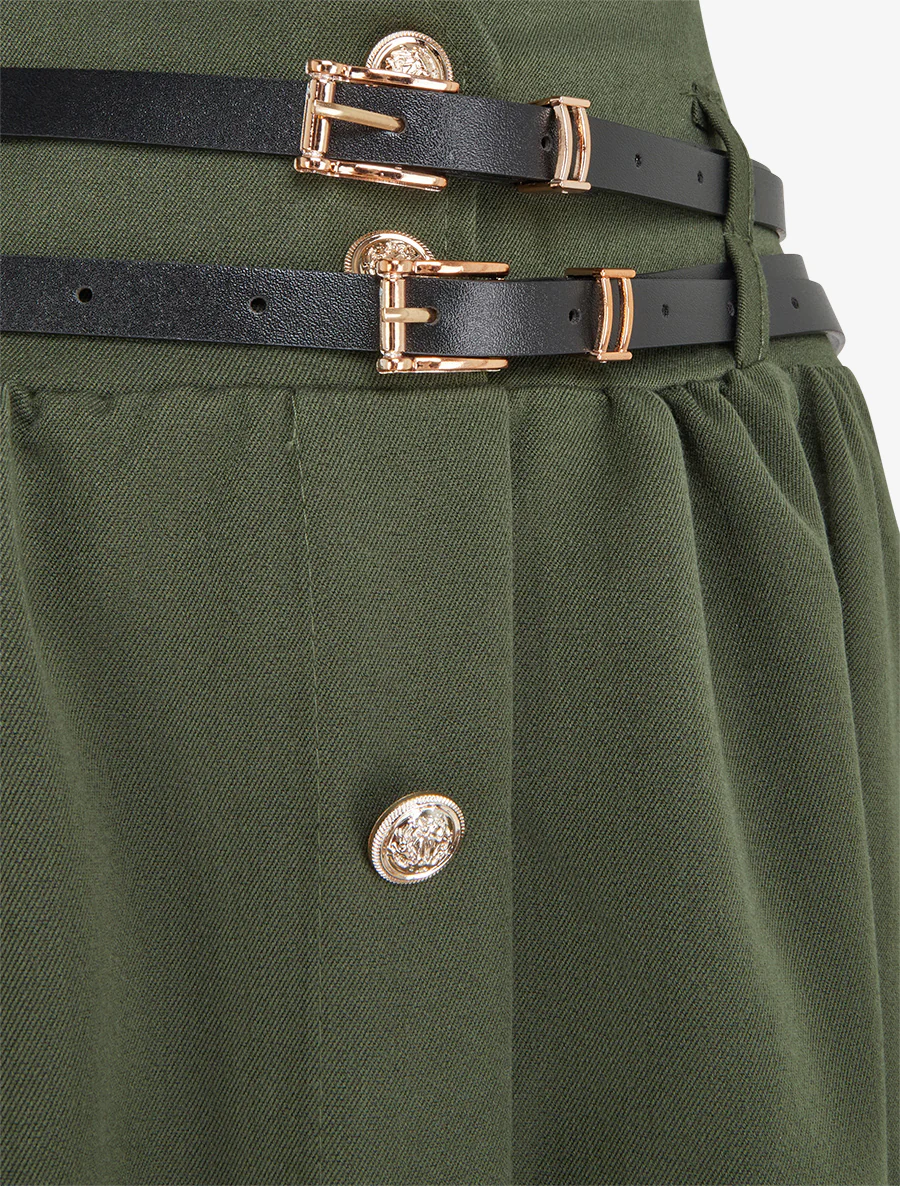 Jupe midi à double ceintures - Kaki - Image 3