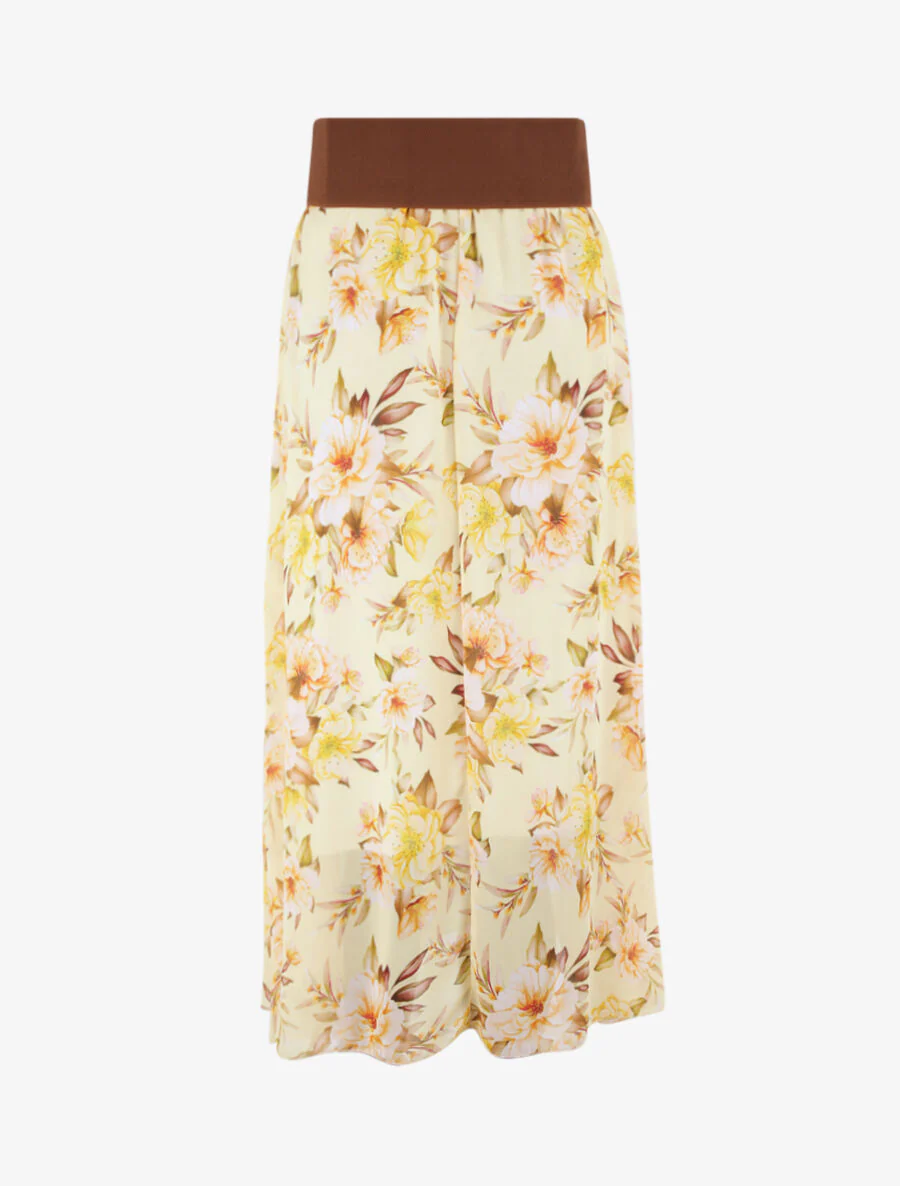 Jupe midi fluide imprimé floral - Jaune - Image 2
