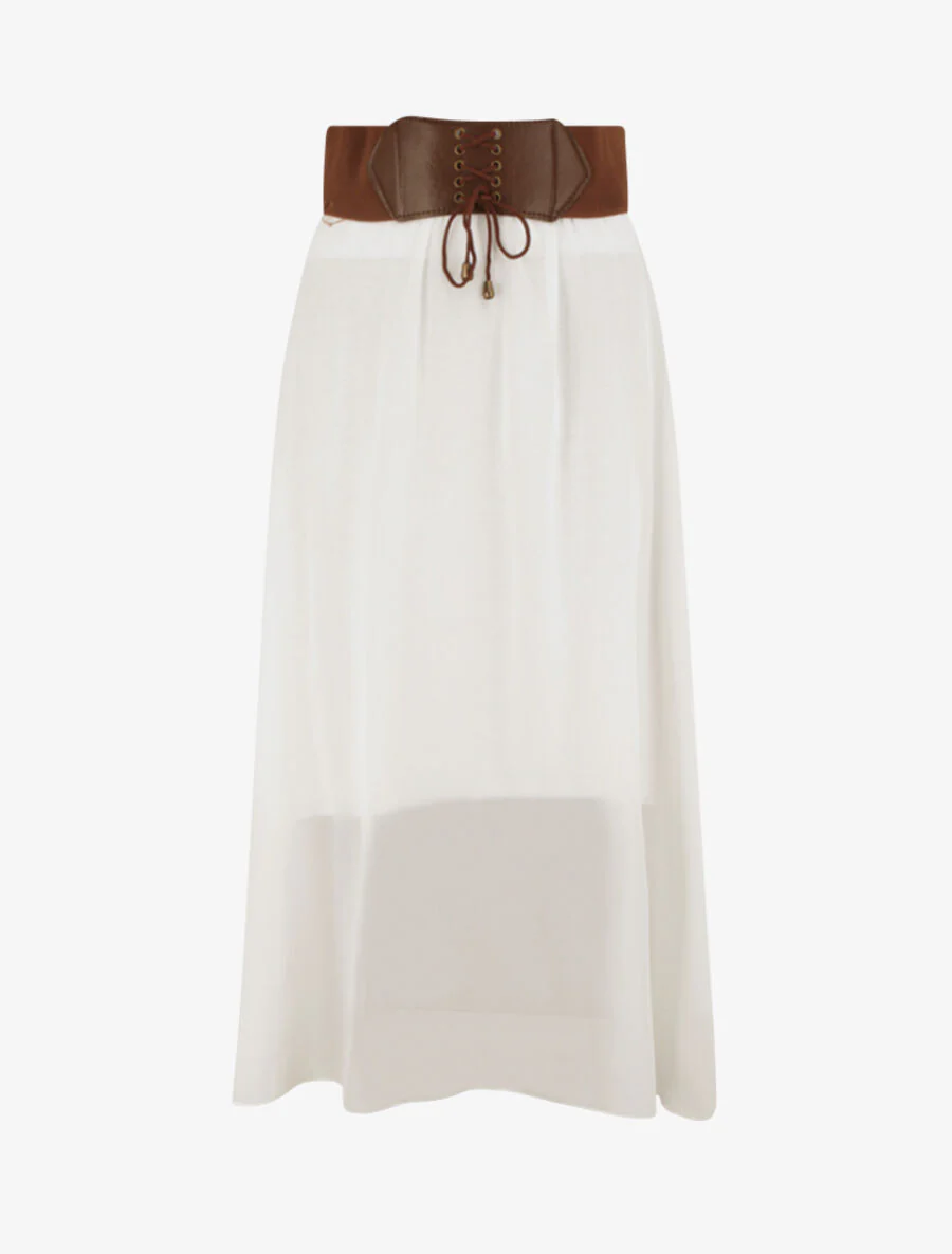 Jupe midi fluide unie - Blanc