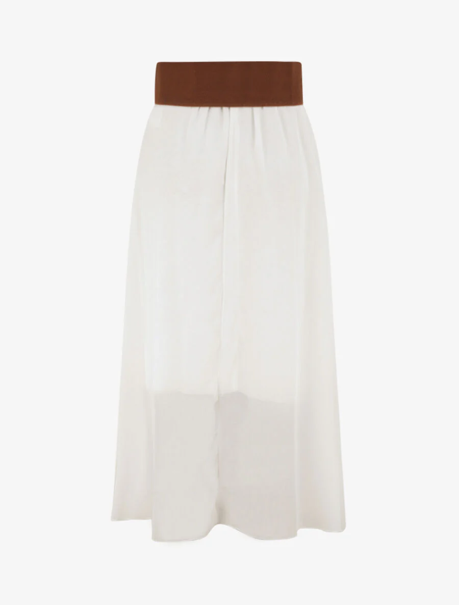 Jupe midi fluide unie - Blanc - Image 2