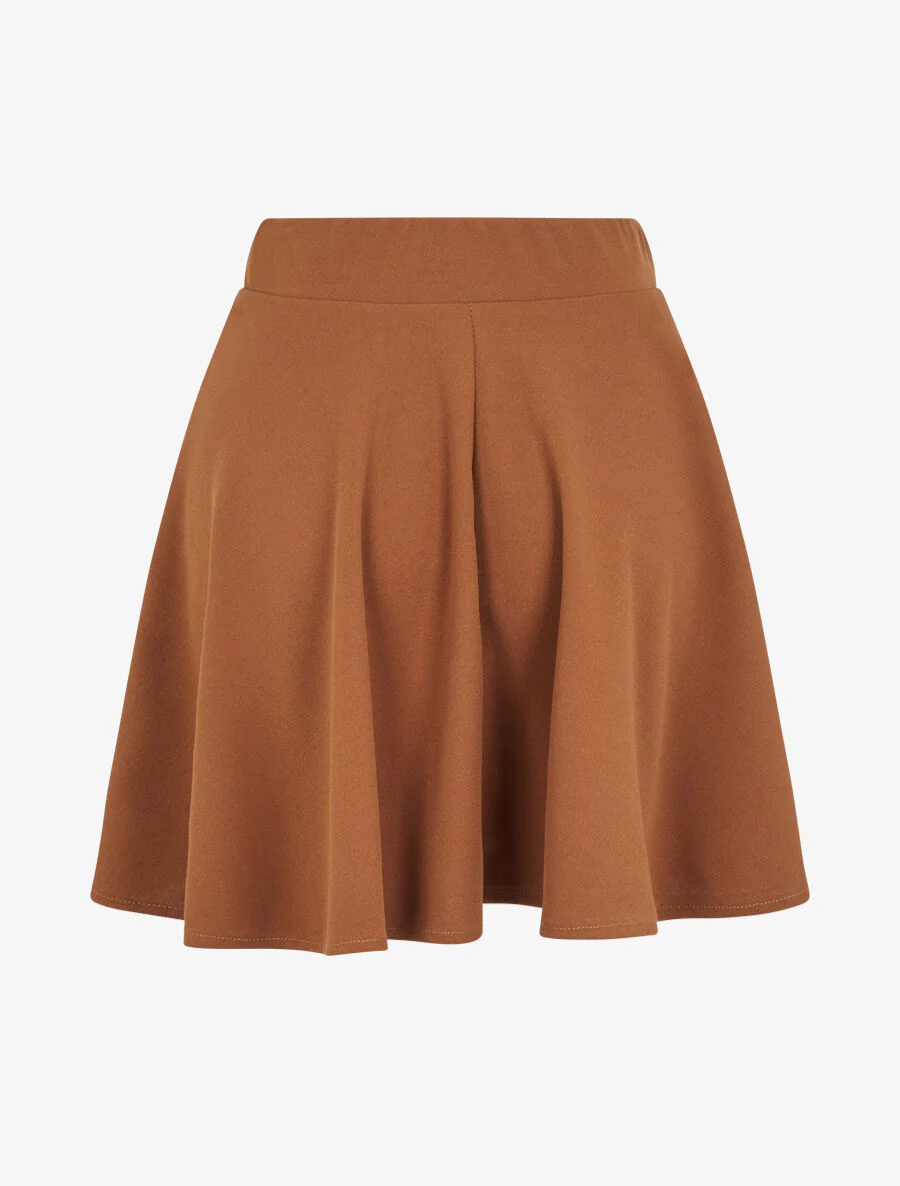 Jupe patineuse à taille haute - Camel - Image 2