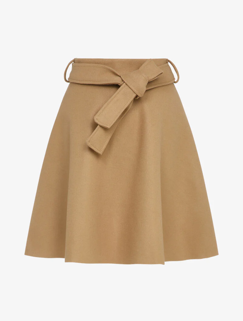 Jupe patineuse taille haute unie - Camel