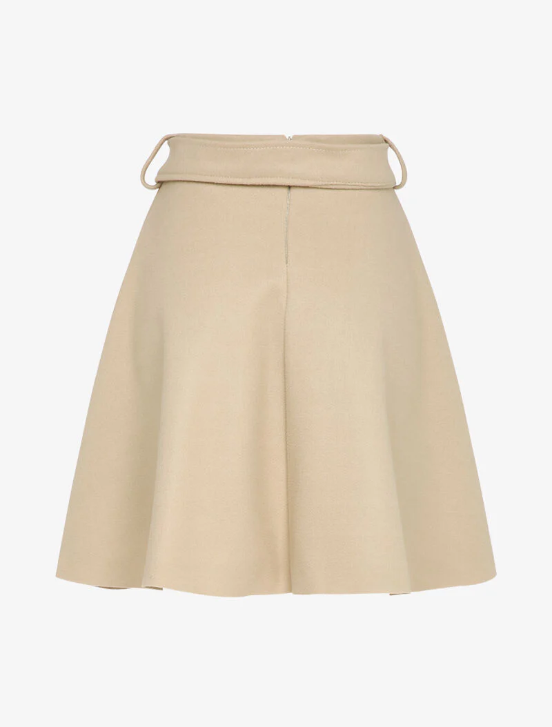 Jupe patineuse taille haute unie - Beige - Image 2
