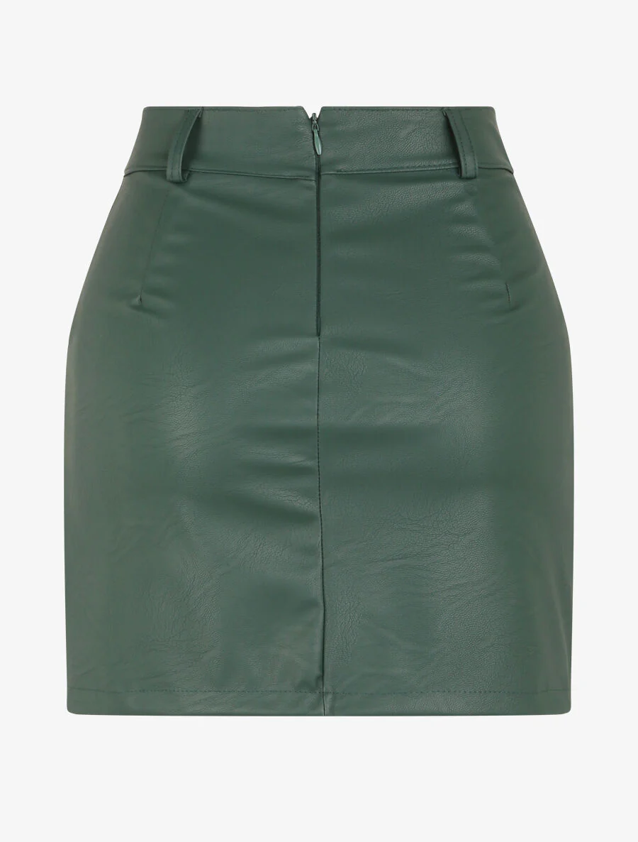 Jupe portefeuille en simili - Vert - Image 2