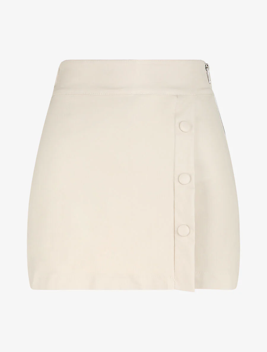 Jupe-short à taille haute enduit - Beige