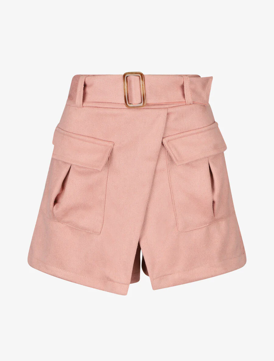 Jupe short en suédine - Rose