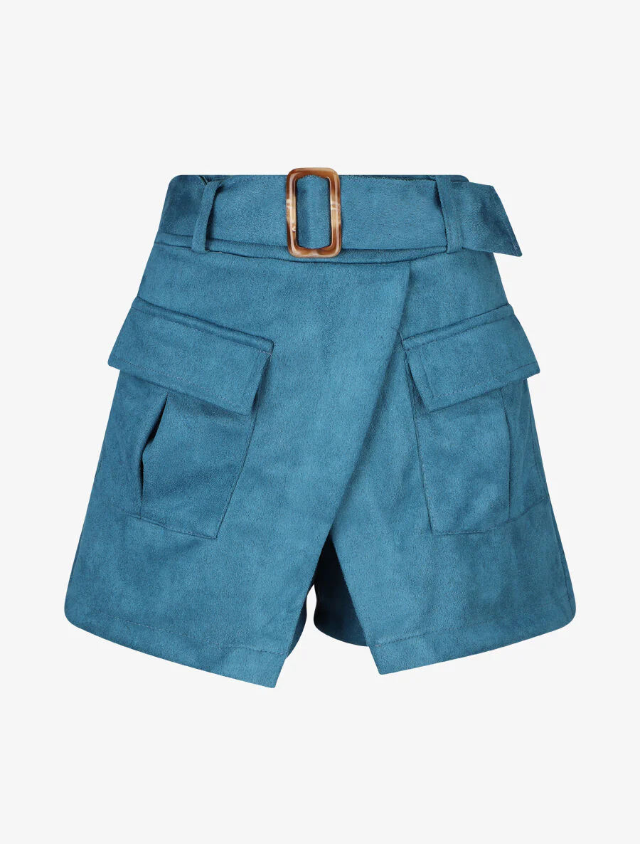 Jupe short en suédine - Bleu