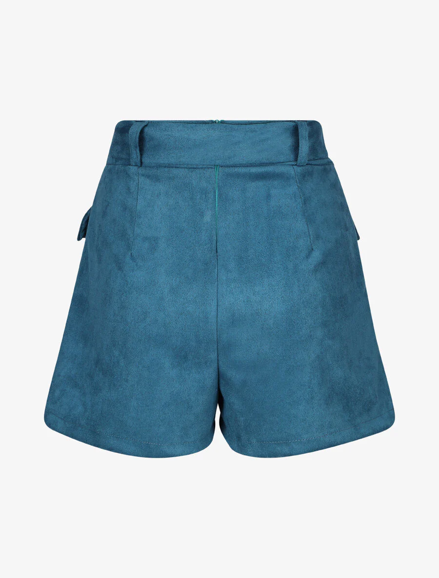 Jupe short en suédine - Bleu - Image 2