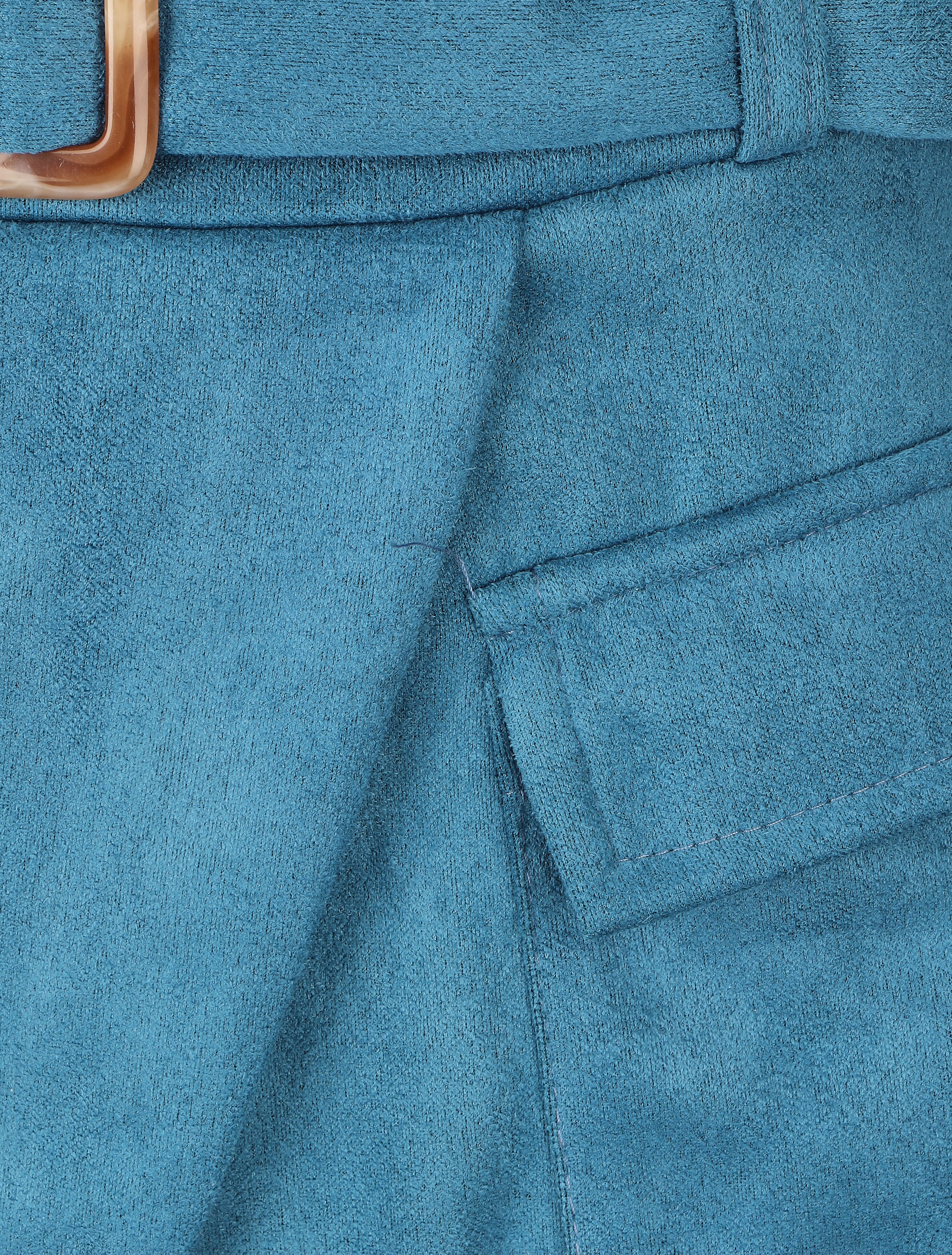 Jupe short en suédine - Bleu - Image 3