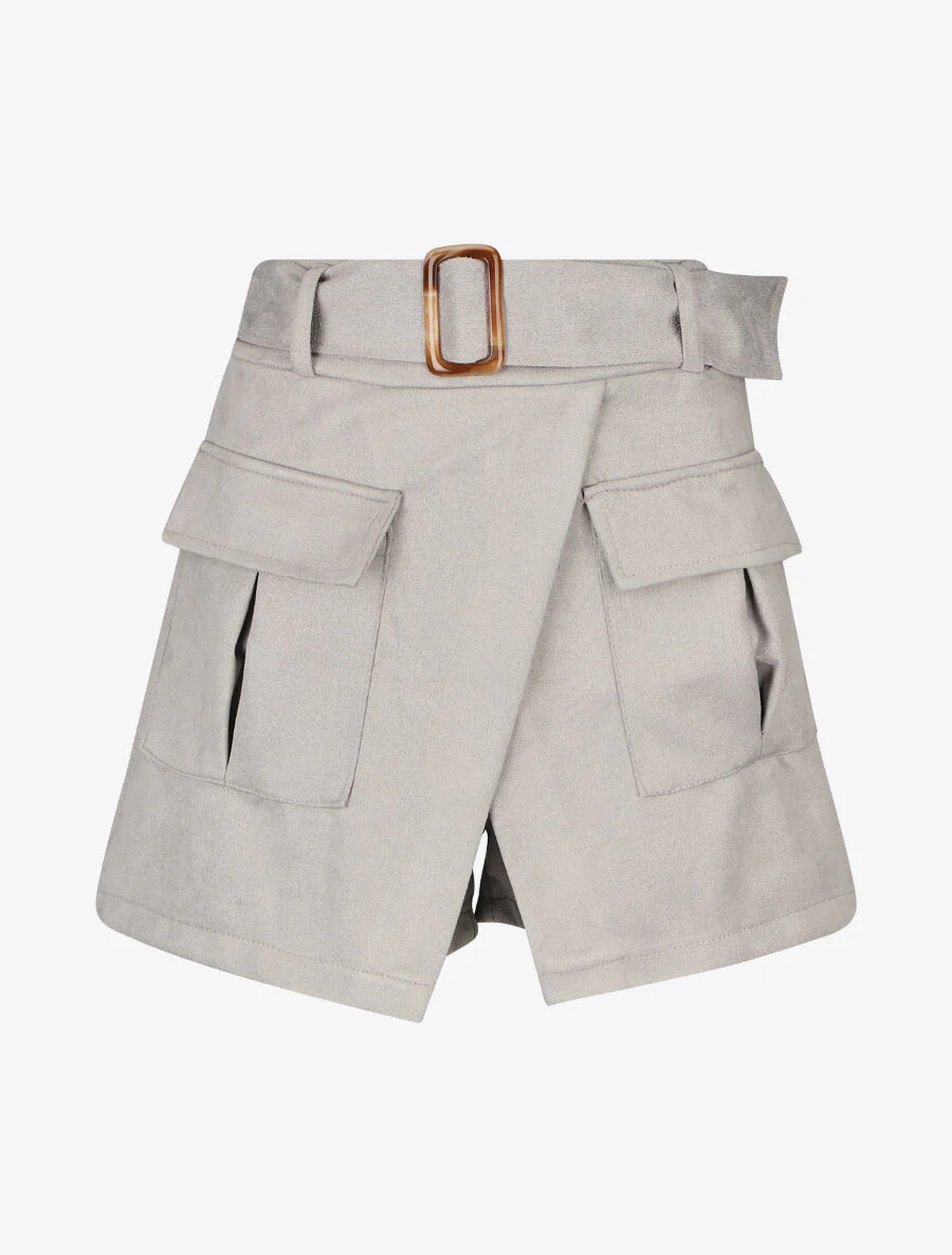 Jupe short en suédine - Gris clair