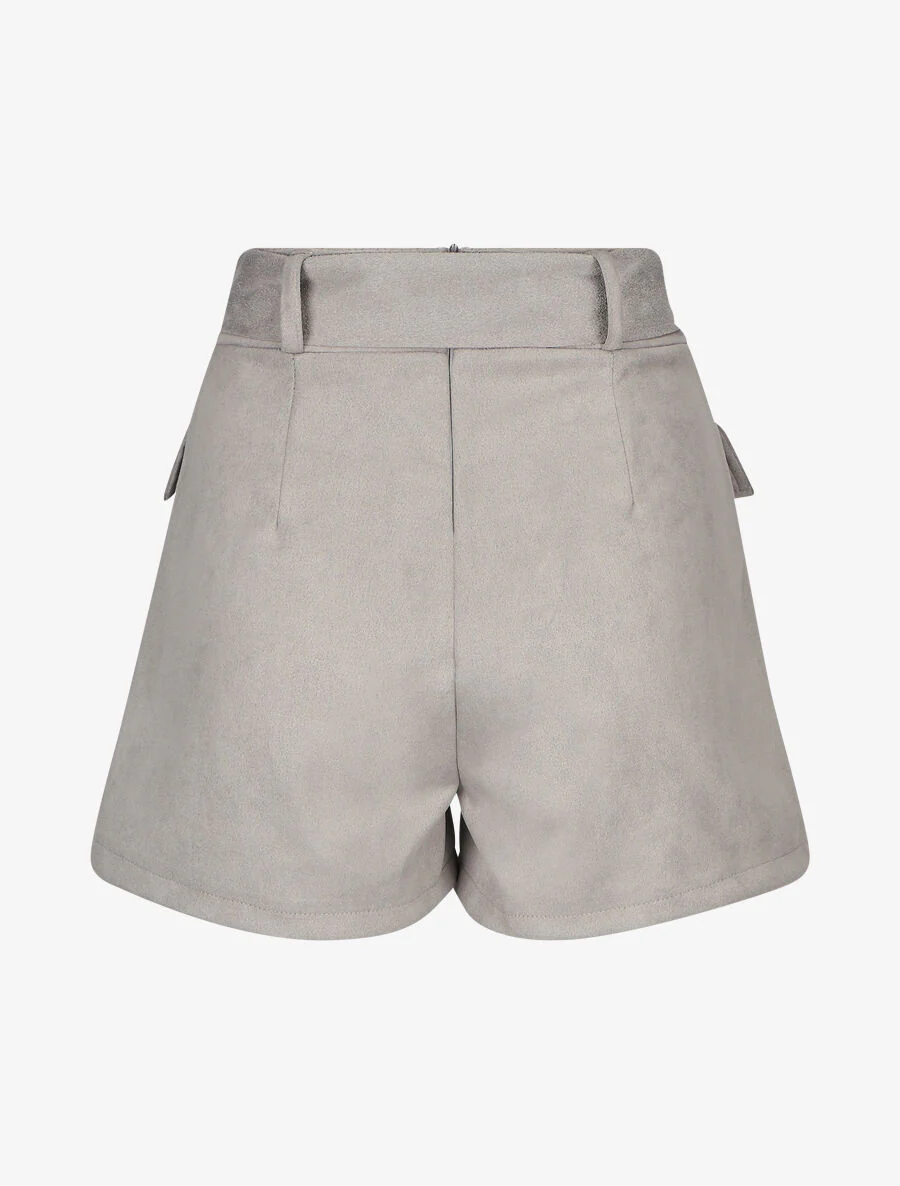 Jupe short en suédine - Gris clair - Image 2